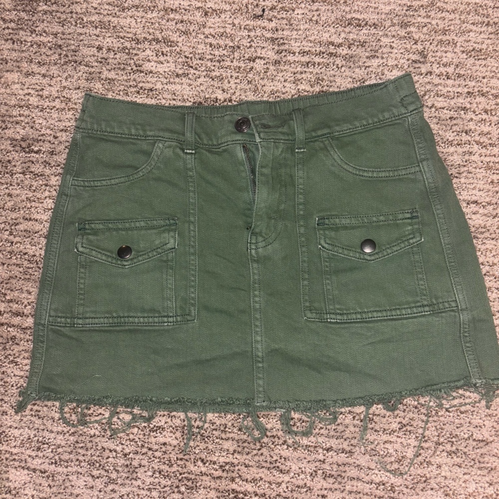 Green Denim Skirt